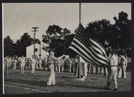 Photograph of Air Force ROTC cadets raising the colors